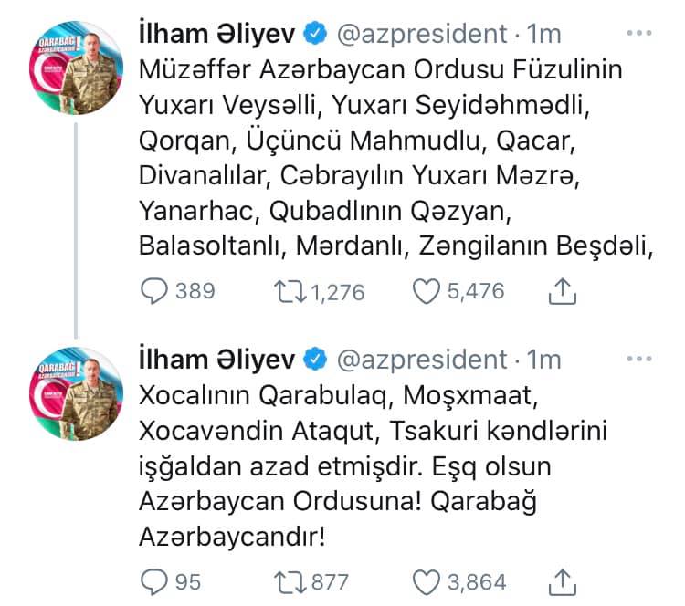 Mehriban Əliyevadan işğaldan azad edilmiş ərazilərimizlə bağlı paylaşım